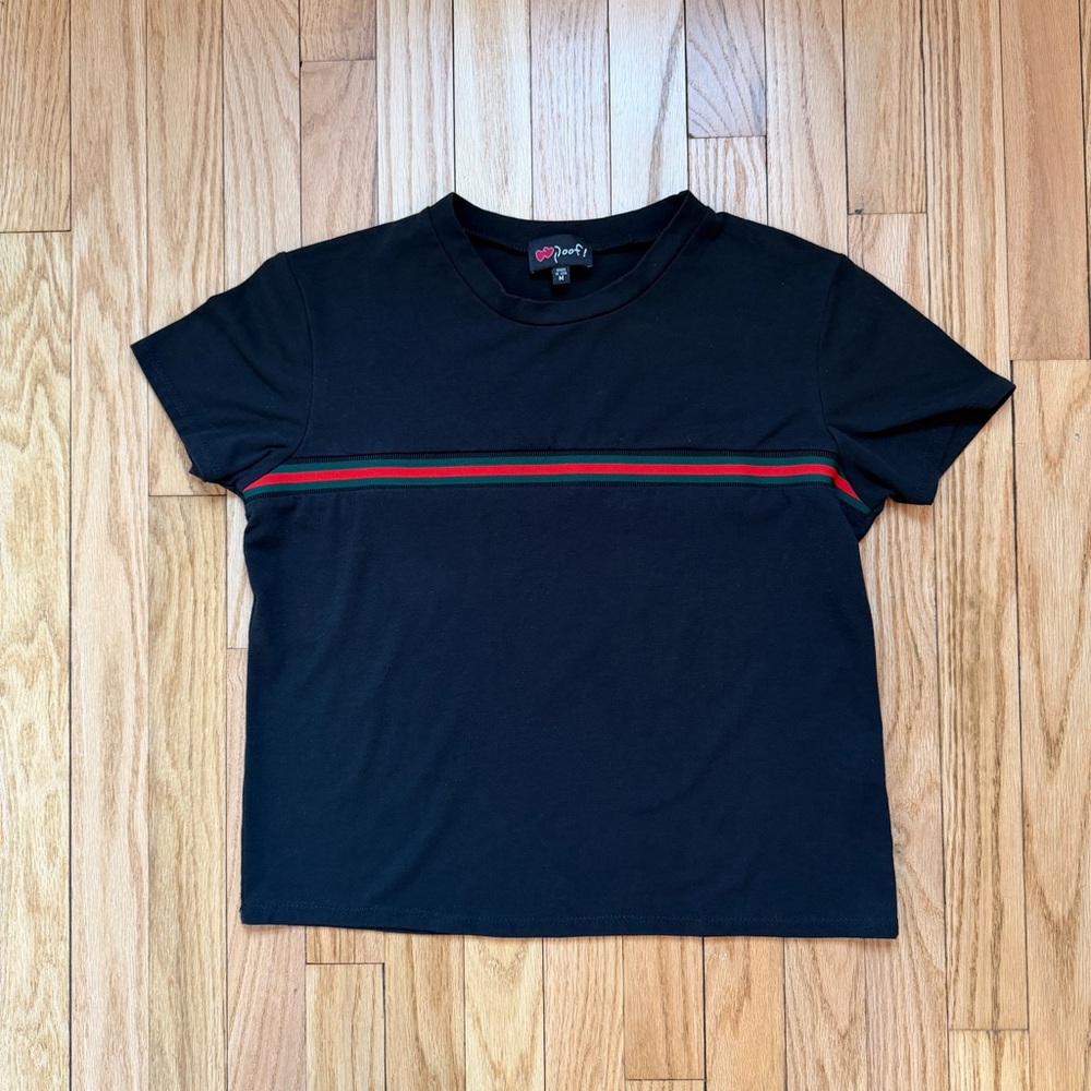 Vintage Black Baby Tee with Strip Detail - Picture 2 of 9